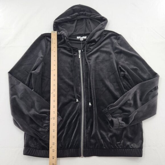 Cable & Gauge Sport Activewear Jacket Womens Large Full Zip Hoodie Black Velour - Picture 5 of 7